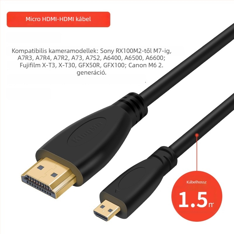 4K HDMI kábel DSLR-hez és okostelefonhoz – élő videóközvetítés, 1,5 m, HDMI 2.0 adatkábel