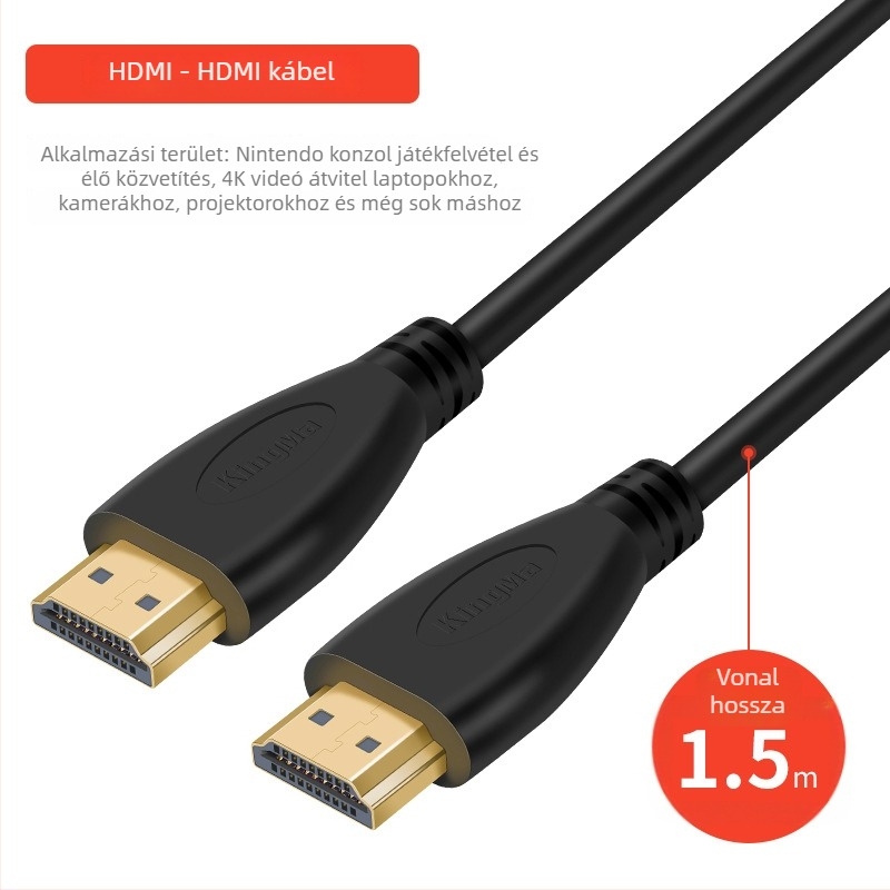 4K HDMI kábel DSLR-hez és okostelefonhoz – élő videóközvetítés, 1,5 m, HDMI 2.0 adatkábel