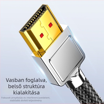 HDMI-kábel 8K/4K120Hz, aranyozott, oxigénmentes réz, férfi‑férfi csatlakozó, projektorhoz, laptophoz és set-top boxhoz