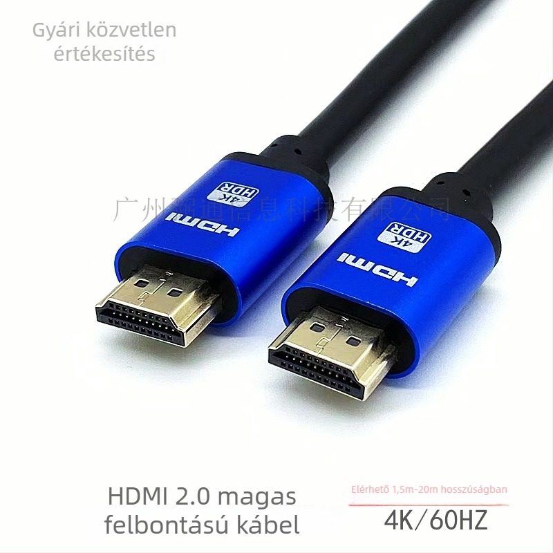HDMI 2.0 kábel PC/TV összeköttetéshez, 4K kompatibilitás, aranyozott csatlakozók, hossz 1,5-50 m