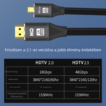 Micro HDTV-től HDTV-ig 2.0 HDMI kábel, 4K támogatás televízióhoz, laptophoz, tablethez és kamerához