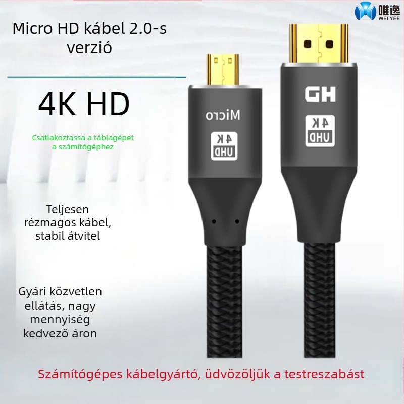 Micro HDTV-től HDTV-ig 2.0 HDMI kábel, 4K támogatás televízióhoz, laptophoz, tablethez és kamerához