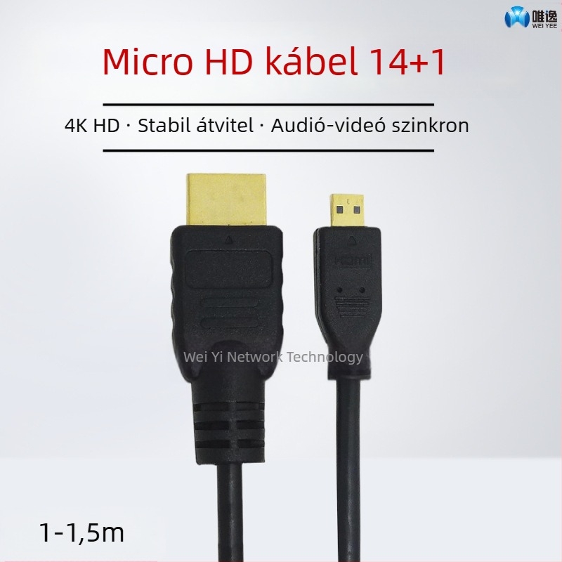 Micro HDTV-től HDTV-ig 2.0 HDMI kábel, 4K támogatás televízióhoz, laptophoz, tablethez és kamerához