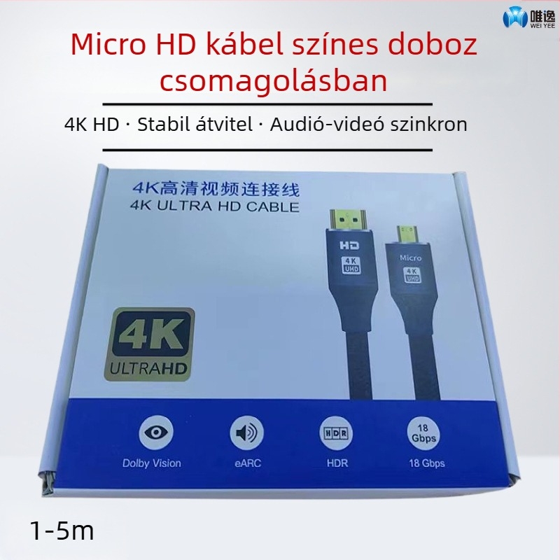 Micro HDTV-től HDTV-ig 2.0 HDMI kábel, 4K támogatás televízióhoz, laptophoz, tablethez és kamerához