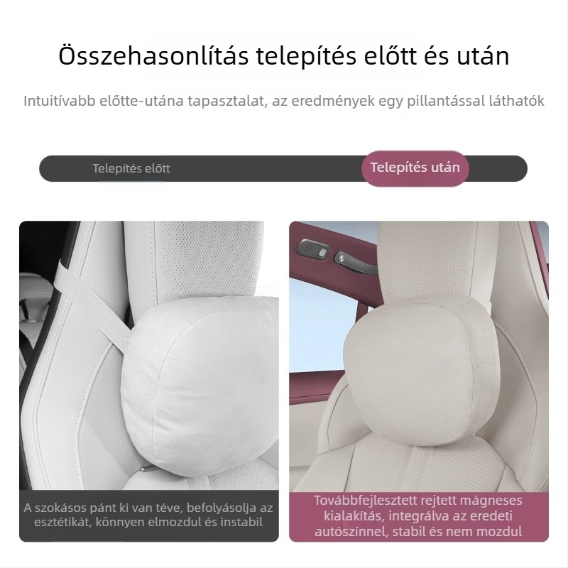 Univerzális mágneses fej- és deréktámasz párna autóhoz, Xiaomi Yu7-kompatibilis, velúr külső, töltet szintetikus rostokból