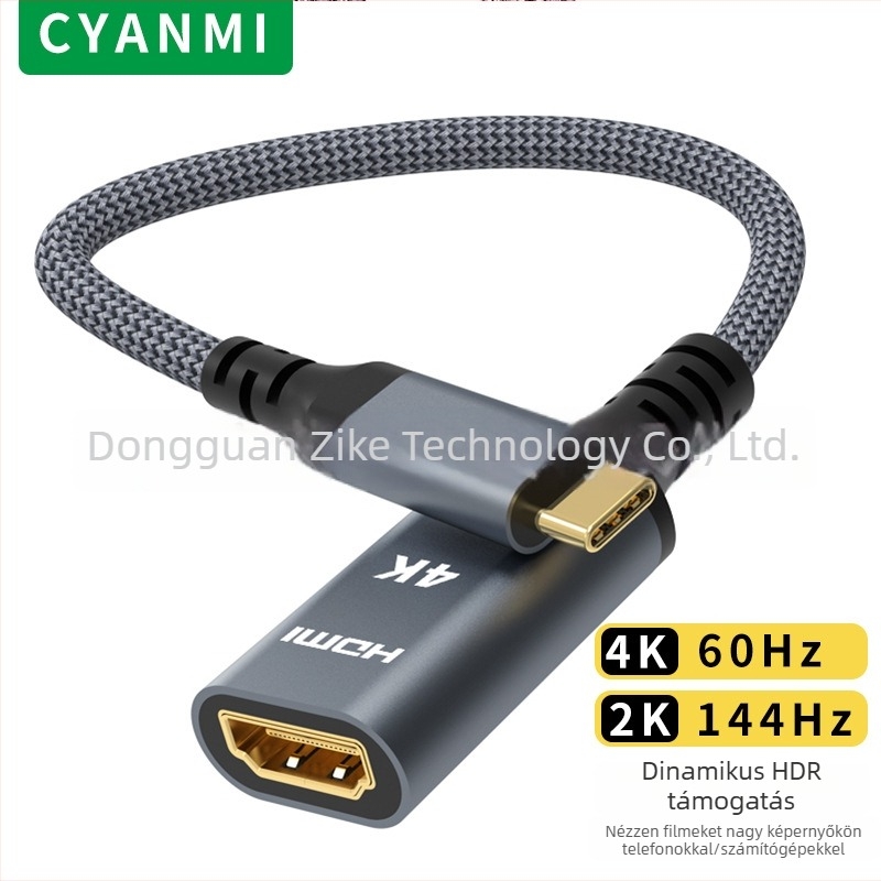 Type-C HDMI 8K60Hz videókábel mobiltelefonhoz, számítógéphez és monitorhoz, 1 m hosszú
