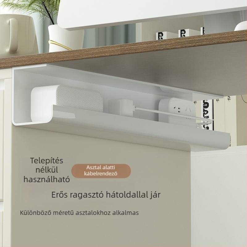 Asztal alatti kábelrendező, fúrás nélküli telepítés, műanyag, modern letisult dizájn, 2023-ban indult