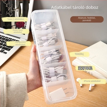 Kábel tároló doboz fedéllel és hurkoló rekesszel az asztali Rendezéshez – modern minimalista dizájn, utazáshoz, konyhához és íróasztalhoz, márka Friendly