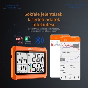 IPT-100 Ipari hőmérséklet- és páratartalom-mérő, magas pontosság, Bluetooth távoli felügyelet, AAA-s elemmel működik, ipari raktárakhoz és műhelyekhez