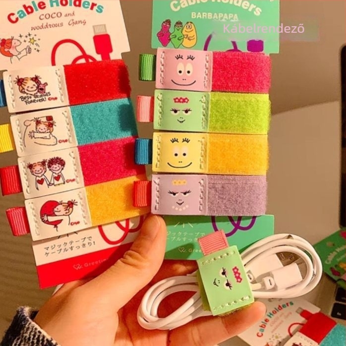 Cuki karikatúra COCO kábelrendező Velcro szalaggal számítógépes kábelekhez és fejhallgatókhoz
