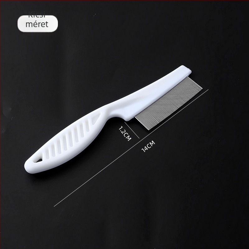 Macska- és kutya bolhák elleni fésű, finom fogú acélfésű hosszú szőrre