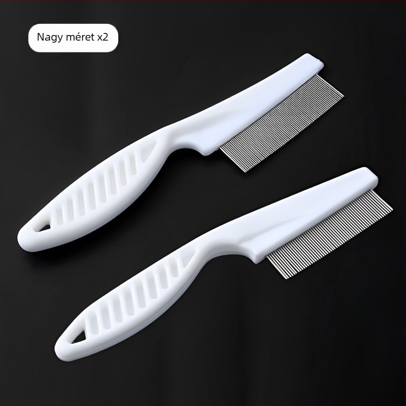 Macska- és kutya bolhák elleni fésű, finom fogú acélfésű hosszú szőrre