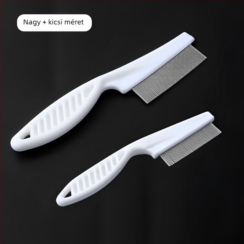 Macska- és kutya bolhák elleni fésű, finom fogú acélfésű hosszú szőrre