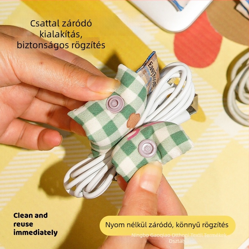 Kábel rendező csat – Modern stílus, selyem-pamut anyag asztali tároláshoz (Meet Meiju, nyár 2025 bevezetés)