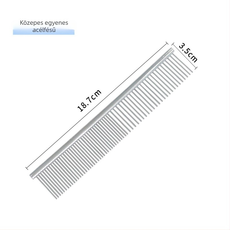 Háziállat-gondozó fésű hosszú szőrű macskáknak és kutyáknak, acélból, szétgubancolásra, finom fogazatú, egyenes fésű, megfelelő Ragdoll macskáknak