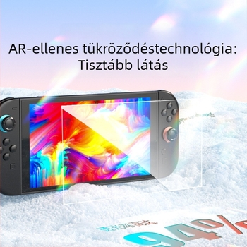 Carmor edzett üveg képernyővédő a Nintendo Switch 2. generációjához - AR tükröződéscsökkentő, ujjlenyomat-mentes, elülső fólia, teljes képernyő védelme