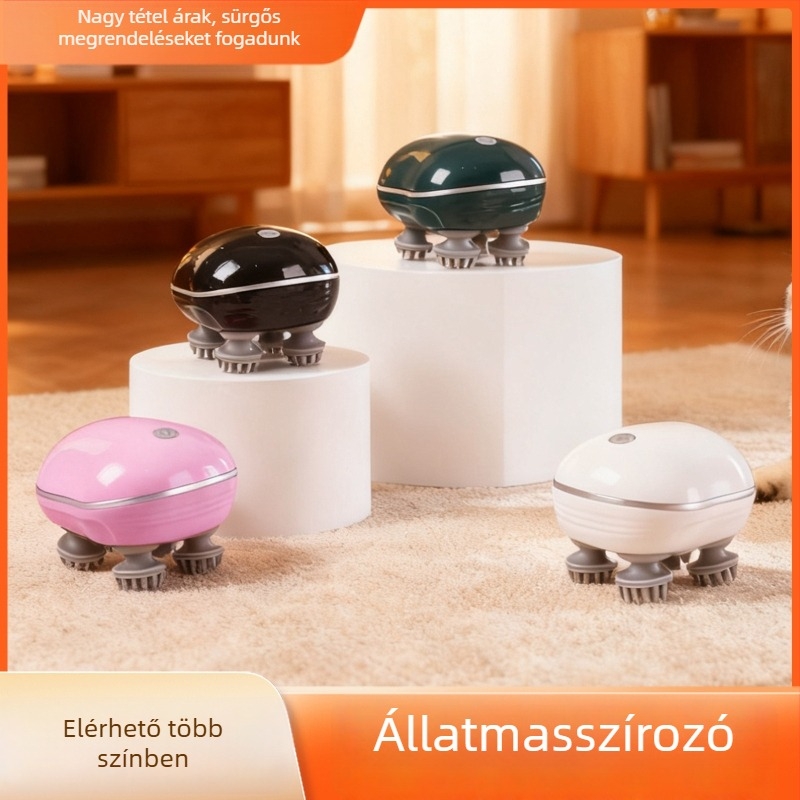 Fejmasszírozó – újratölthető elektromos készülék a fejbőr ellazítására, többfunkciós, intelligens masszázs, ABS anyag.