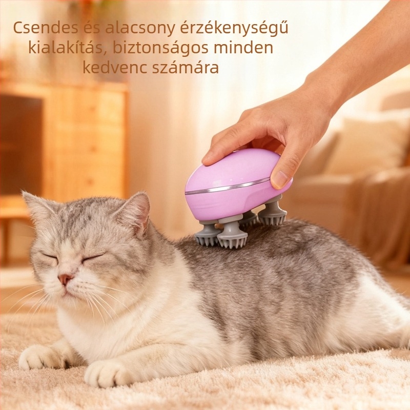 Fejmasszírozó – újratölthető elektromos készülék a fejbőr ellazítására, többfunkciós, intelligens masszázs, ABS anyag.