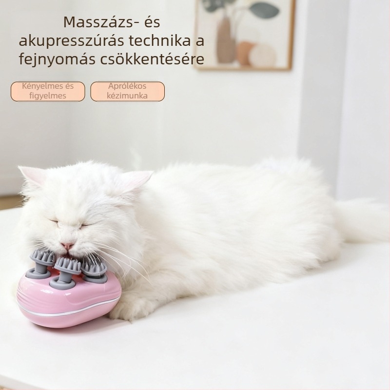 Fejmasszírozó – újratölthető elektromos készülék a fejbőr ellazítására, többfunkciós, intelligens masszázs, ABS anyag.