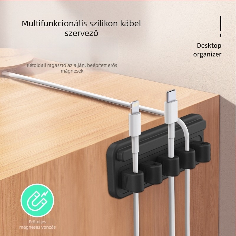 Apple-kompatibil mágneses szilikon kábelrendező asztali (CYW16) - Mágneses vonzás, Szilikon, Alap öt csipeszzel