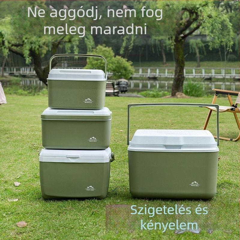 Izolált Ételhűtő Doboz Járműhöz és Kültéri Kempingezéshez (Gumi, Önszívó Funkció, Jégcsomag)