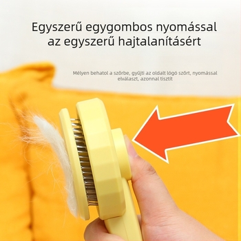 Kisállatgondozó kefe macskák és kutyák számára — csomóoldó, tűs kefeszél, laza szőr eltávolítása; ABS + rozsdamentes acél; modell PC001; Beach