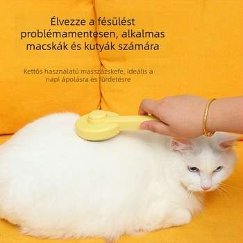 Kisállatgondozó kefe macskák és kutyák számára — csomóoldó, tűs kefeszél, laza szőr eltávolítása; ABS + rozsdamentes acél; modell PC001; Beach