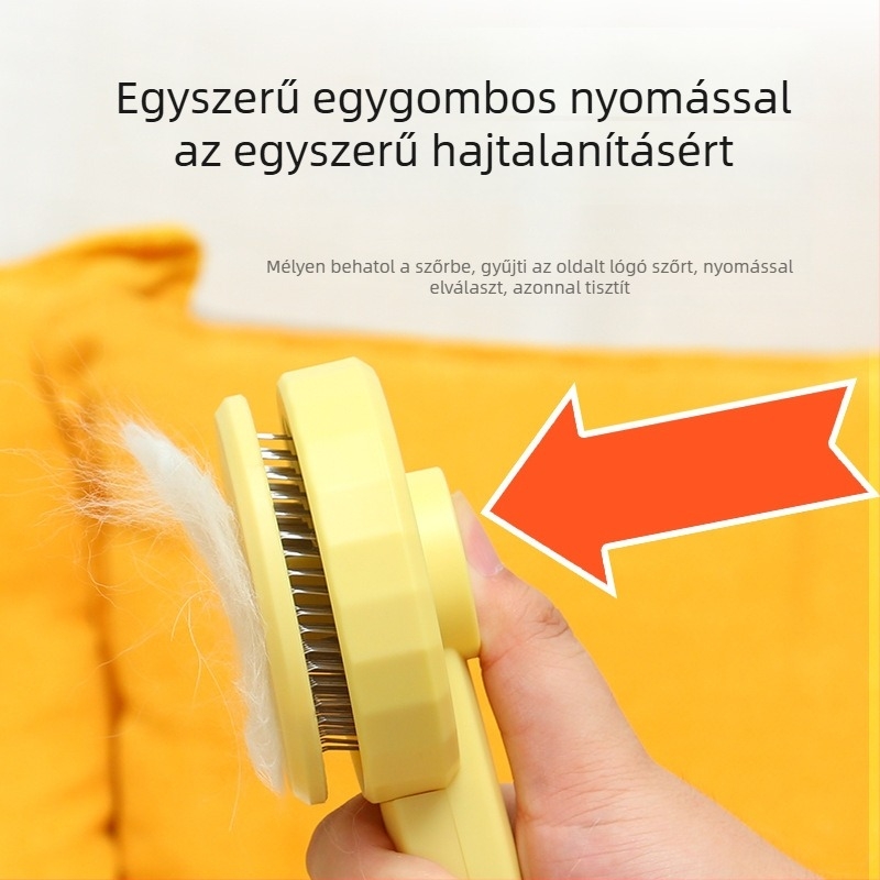 Kisállatgondozó kefe macskák és kutyák számára — csomóoldó, tűs kefeszél, laza szőr eltávolítása; ABS + rozsdamentes acél; modell PC001; Beach