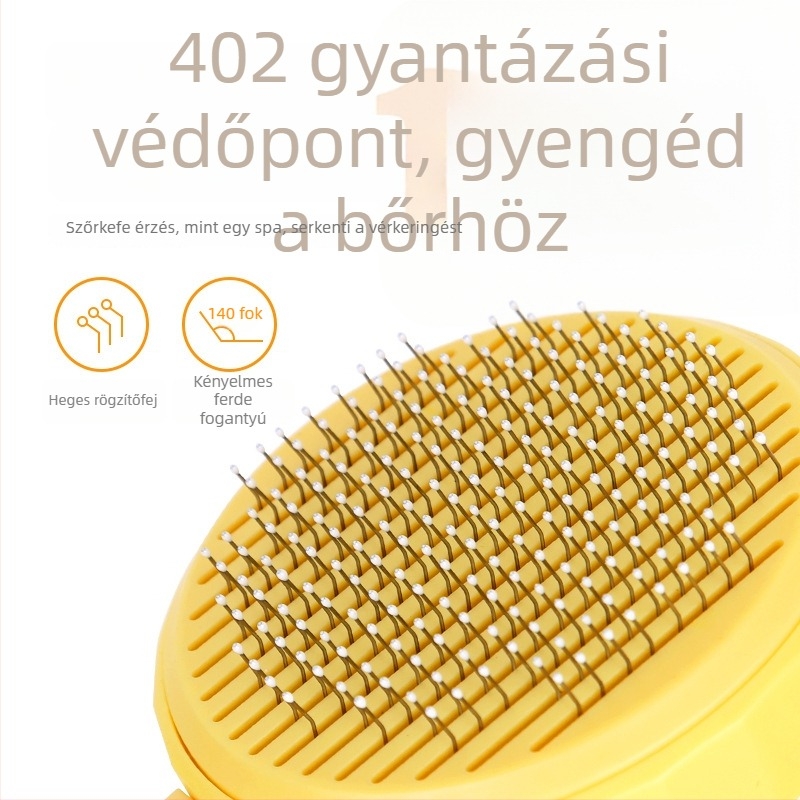 Kisállatgondozó kefe macskák és kutyák számára — csomóoldó, tűs kefeszél, laza szőr eltávolítása; ABS + rozsdamentes acél; modell PC001; Beach