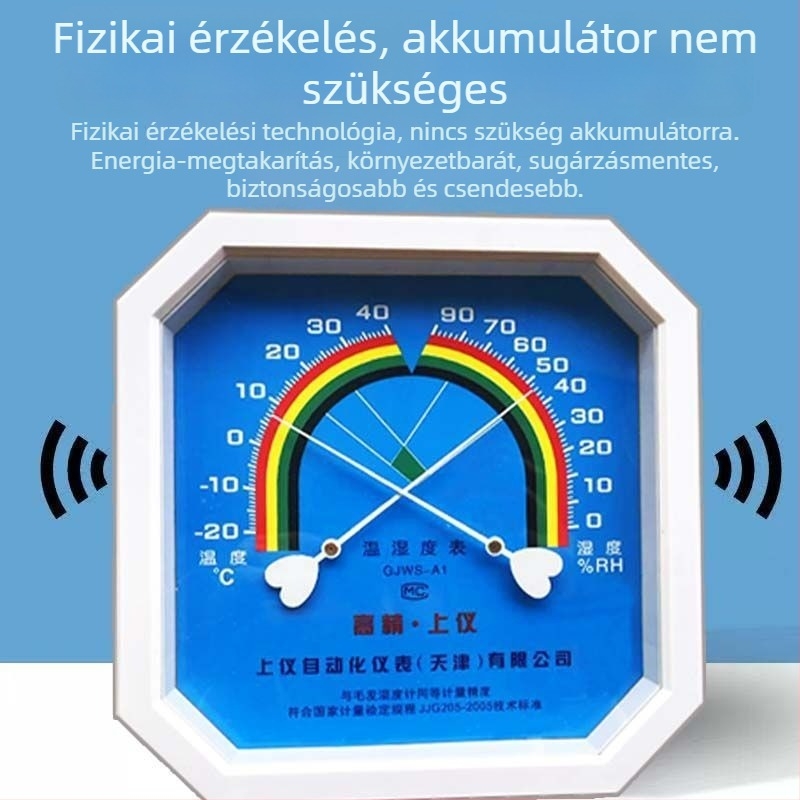 Termohigrométer ipari és háztartási használatra, belső üvegházban, laboratóriumban és gyógyszertárban, kalibrációs vizsgálati jelentéssel.