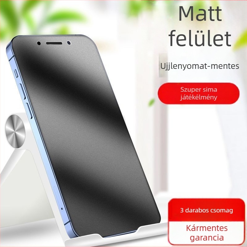 Matt edzett üveg kijelzővédő iPhone 14 Pro, 14 Pro Max, 12 Mini és iPhone X számára zöldfény szemvédővel