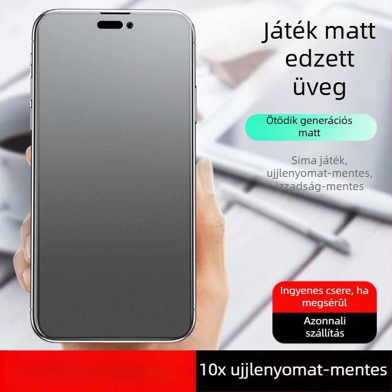 Matt edzett üveg kijelzővédő iPhone 14 Pro, 14 Pro Max, 12 Mini és iPhone X számára zöldfény szemvédővel