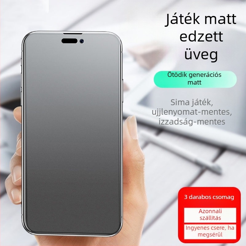 Matt edzett üveg kijelzővédő iPhone 14 Pro, 14 Pro Max, 12 Mini és iPhone X számára zöldfény szemvédővel