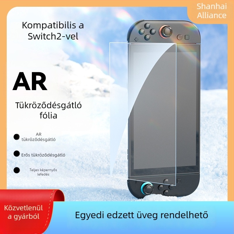 Nintendo Switch 2 AR anti-reflexiós edzett üveg – teljes képernyős védő Switch 2-höz
