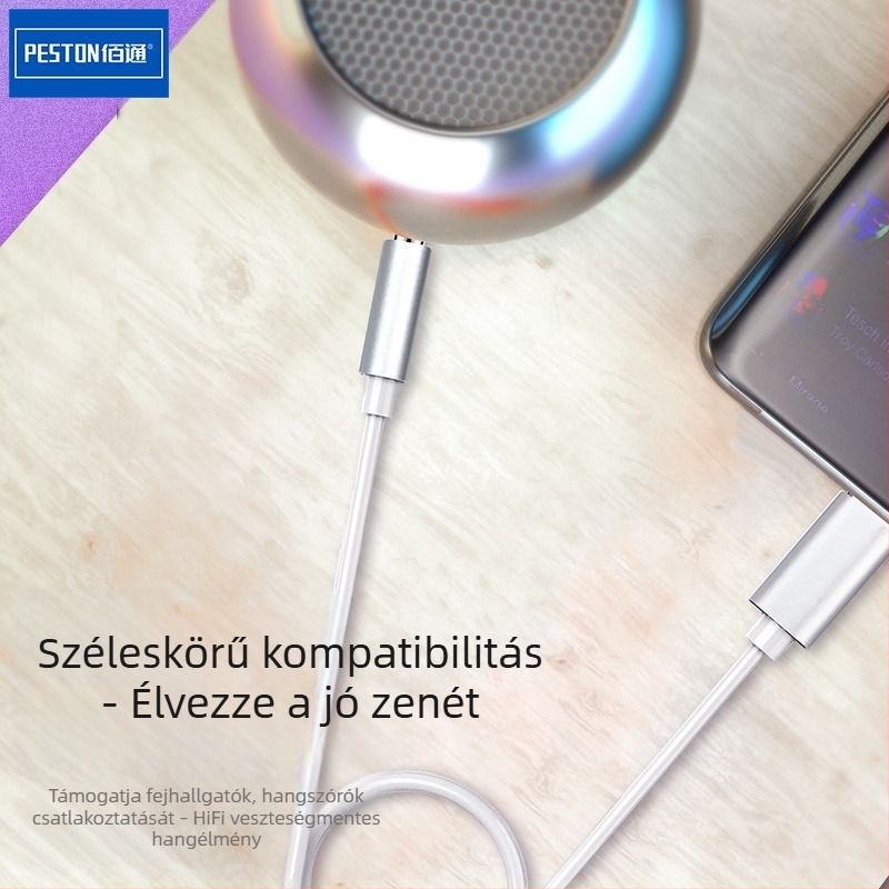 Type-C to 3,5 mm hangkábel - Baitong jbc-007, réz vezető, alumíniumötvözet mag, digitális eszközökkel kompatibilis