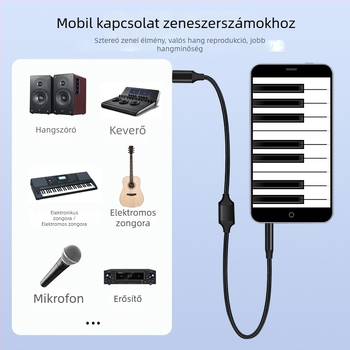 Digital Fox hangrögzítő audio kábel, kettős fejű, 3,5 mm-es férfi–3,5 mm-es férfi és USB Type-C kétirányú csatlakozó