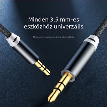 Autó AUX hangkábel, 3,5 mm férfi–férfi, 1 m hosszú, réz vezető, száloptikai kábel