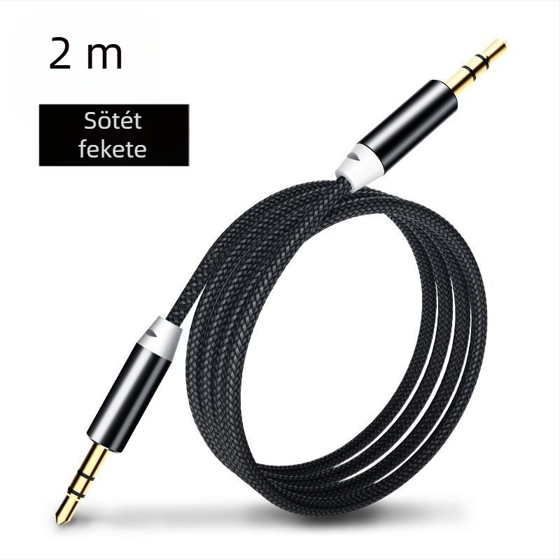 Autó AUX hangkábel, 3,5 mm férfi–férfi, 1 m hosszú, réz vezető, száloptikai kábel