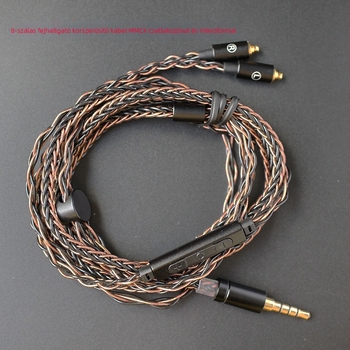 8-szálú MMCX fejhallgató kábel mikrofonnal, állítható hangerő, DIY fejhallgató-Upgrade, 3,5 mm / Type-C csatlakozók