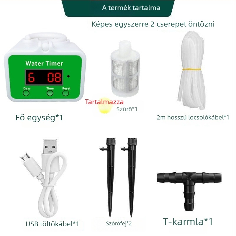 Automata időzített öntöző eszköz otthoni kerthez, csepegtető öntözés, 1.2 L/s, műanyag