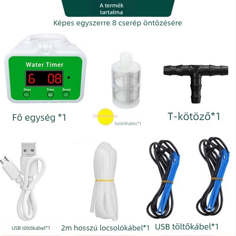 Automata időzített öntöző eszköz otthoni kerthez, csepegtető öntözés, 1.2 L/s, műanyag