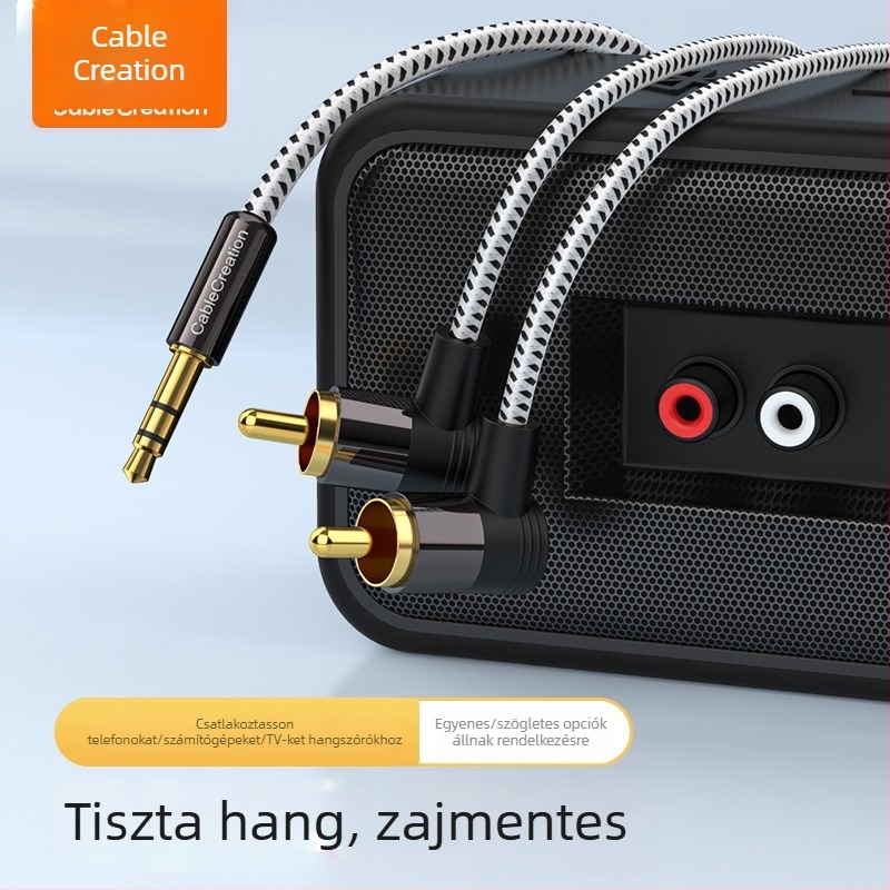 Lotus 3,5 mm-es – 2RCA audió kábel, férfi–férfi, számítógéphez, hangfalakhoz és erősítőhöz