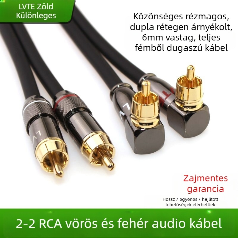 Kétoldalas 2RCA audió vonal kábel, kettős Lotus fejű, aranyozott rézmaggal