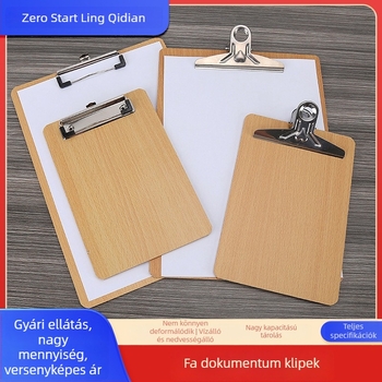 Fából készült irattartó klipe – anyag: fa; típus: egycsapos csipesz; lemez vastagsága: 180; rögzítő méret: 10 cm; papírméretek: A4/A5