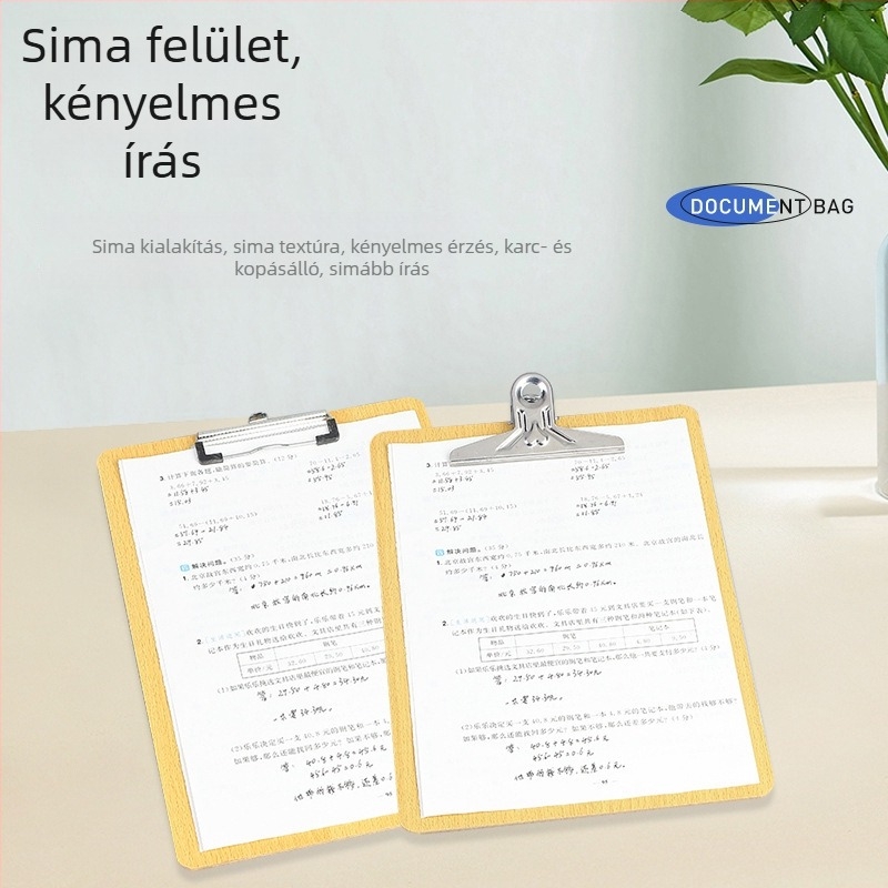 Fából készült irattartó klipe – anyag: fa; típus: egycsapos csipesz; lemez vastagsága: 180; rögzítő méret: 10 cm; papírméretek: A4/A5