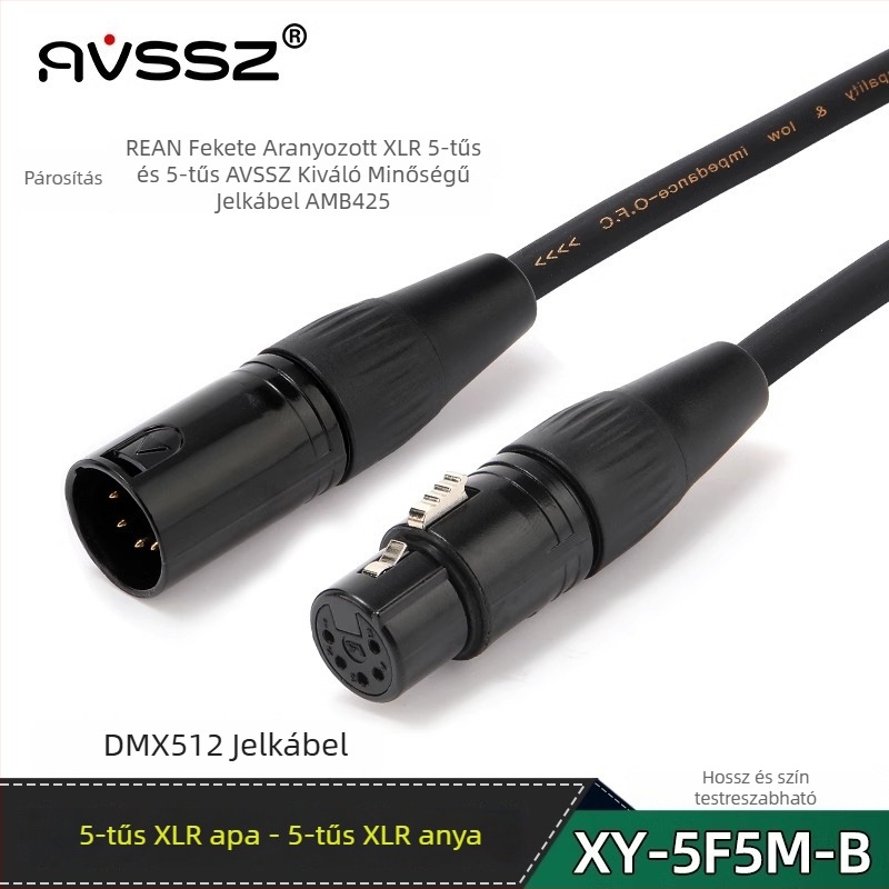 REAN DMX512 XLR jelkábel, 5‑pinről 3‑pinre, férfi–női csatlakozó, színpadi világításhoz