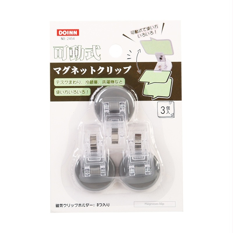 DOINN Japán stílusú mágneses jegyzet-tartó – irodai asztalhoz, anyag: mágneses műanyag, modell: 2469/2454, univerzális papírmérethez