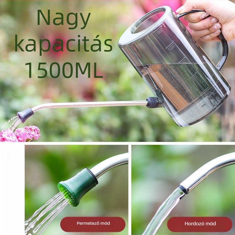 Olinze rozsdamentes acél öntözőkanna hosszú kifolyóval, nagy kapacitású kerti használatra