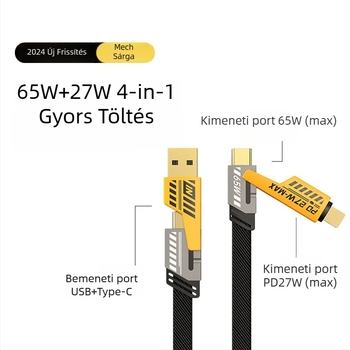 Speed Bird 4-in-1 adatkábel PD65W gyors töltés, Lightning és USB-C, cinkötvözet fonat