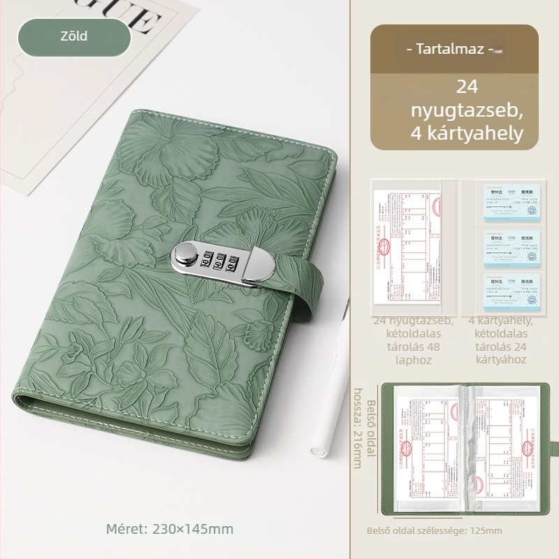 Bőrbetétlap-tartó jelszavas záródással, domborított sorozat